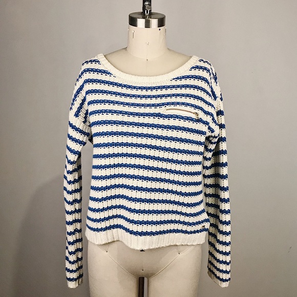 Tommy Hilfiger White & Blue Strip Sweater Size S - Picture 1 of 8